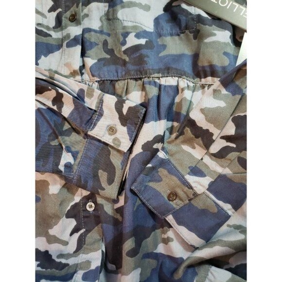 Elliott & Vine Womens Blue Camouflage Tiered dress with pockets Size 2X New - Picture 13 of 16